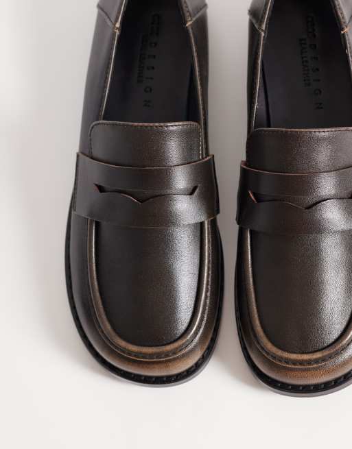ASOS DESIGN - Marble - Mocassins à bout rond en cuir de qualité supérieure - Noir poli, 2 de 4