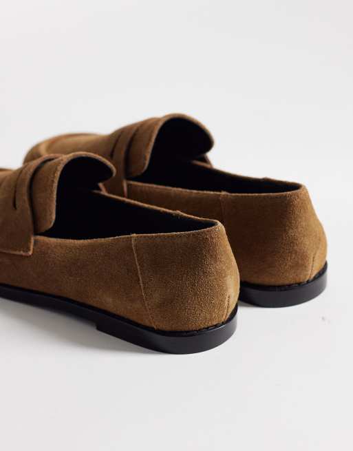 ASOS DESIGN - Marble - Premium - Gyldenbrune loafers i ruskind med rund tå, 4 af 4