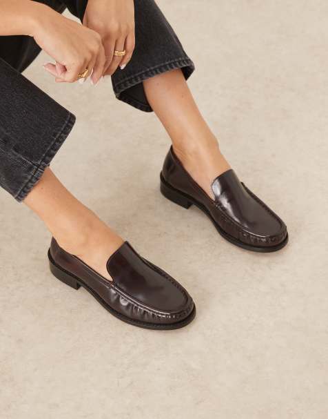 ASOS DESIGN - Marcel - Bordeaux minimalistiske loafers i premium-læder - view 1