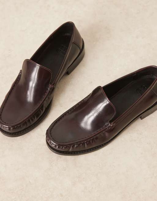 ASOS DESIGN - Marcel - Effen loafers van premium leer in bordeauxrood, 3 van 4