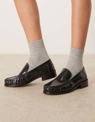 ASOS DESIGN - Marcel - Hochwertige, schlichte Leder-Loafer in Schwarz