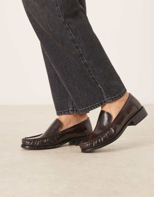 ASOS DESIGN Marcel premium clean loafers in burgundy leather
