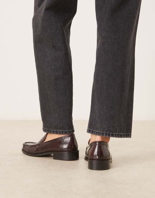 ASOS DESIGN Marcel premium clean loafers in burgundy leather