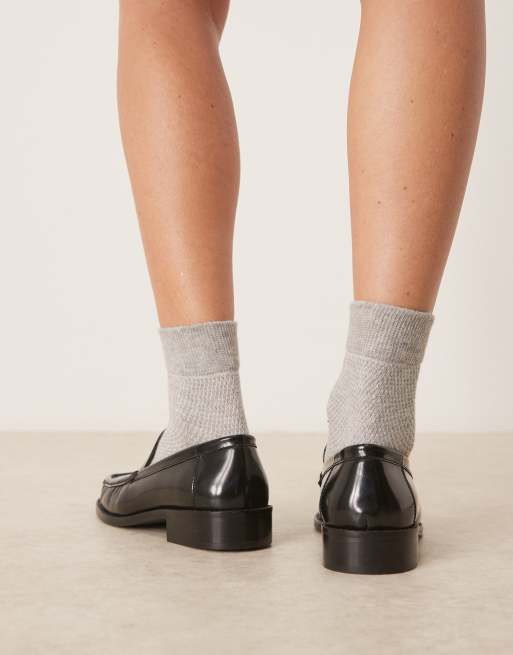 ASOS DESIGN Marcel premium clean loafers in black leather