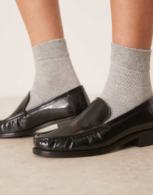 ASOS DESIGN Marcel premium clean loafers in black leather