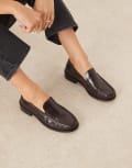 [ASOS DESIGN] ASOS DESIGN Marcel premium clean loafers in burgundy leather-Red 35 BURGUNDY
