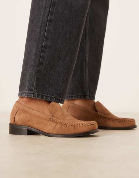 ASOS DESIGN – Marcel – Premium – Ljusbruna loafers i mocka - view 1