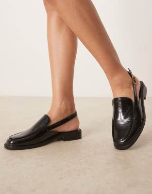 ASOS DESIGN - Marcella - Mocassins à bride arrière - Noir