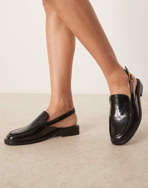 ASOS DESIGN Marcella slingback loafers in black - view 1