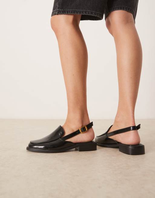 ASOS DESIGN Marcella slingback loafers in black