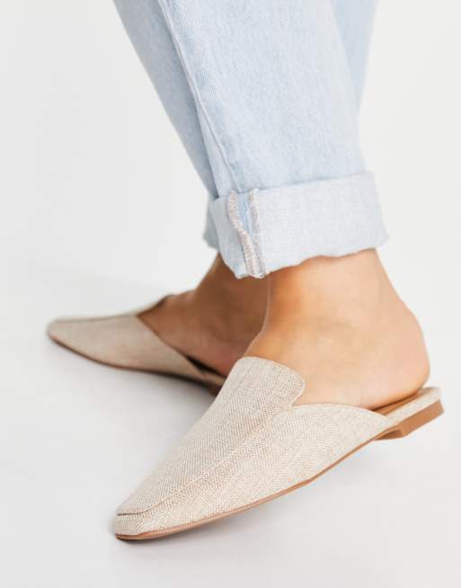 ASOS DESIGN – Maria – Naturfärgade mules med fyrkantig tå