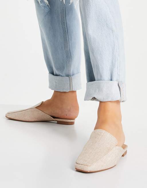 ASOS DESIGN – Maria – Naturfärgade mules med fyrkantig tå, 3 av 4