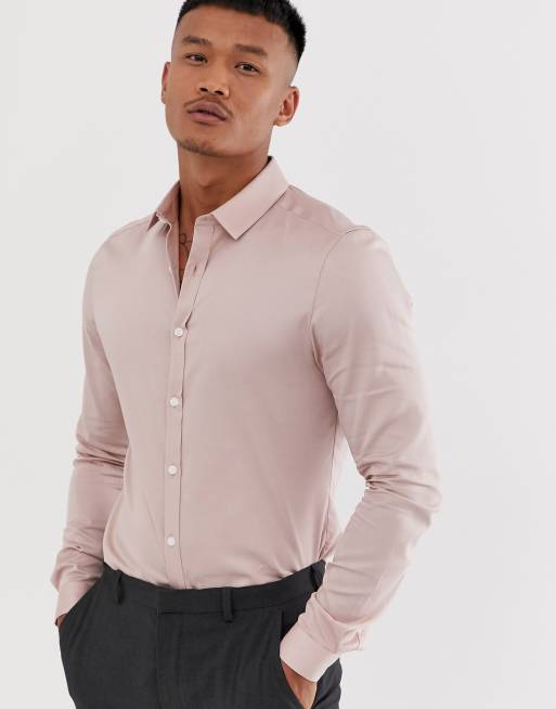 ASOS DESIGN Mariage Chemise slim Vieux rose