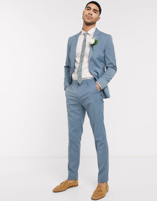 ASOS DESIGN Mariage Pantalon de costume slim Bleu pastel