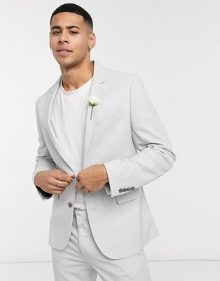 Homme Mariage - Veste de costume ultra ajustée micro-texturée - Gris glacé