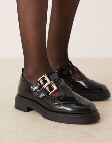 ASOS DESIGN - Marigold - Scarpe basse nere con fibbie e suola spessa - view 1