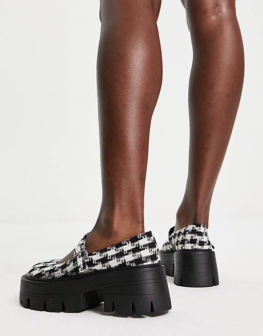 ASOS Design Marilyn Chunky Mary Jane Flat Shoes in plaid-Multi