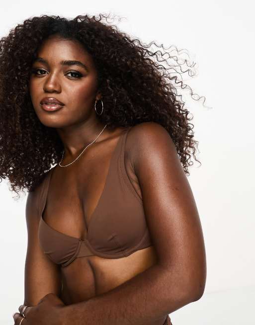ASOS DESIGN - Marina - Gladmakende beugelbeha in bruin, 3 van 4