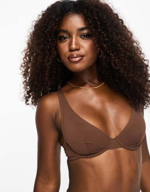 ASOS DESIGN - Marina - Gladmakende beugelbeha in bruin, 4 van 4