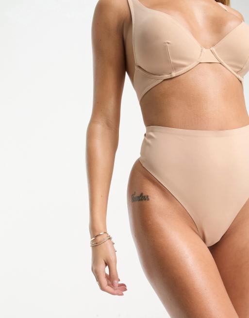 ASOS DESIGN - Marina - Perizoma effetto levigante a vita alta beige, 2 di 4