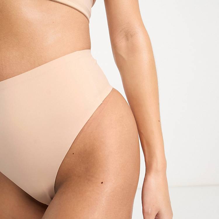 ASOS DESIGN Marina smoothing high-waist thong in beige