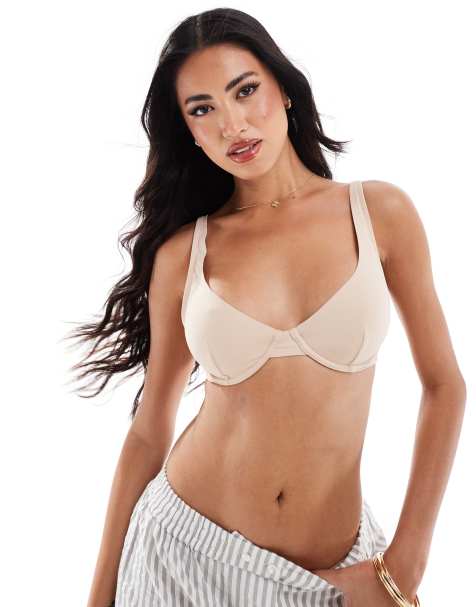 ASOS DESIGN Marina smoothing underwire bra in beige - view 1