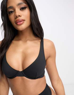 Asos Design Fuller Bust Marina Polyamide Blend Smoothing Underwire Bra In Black In Black