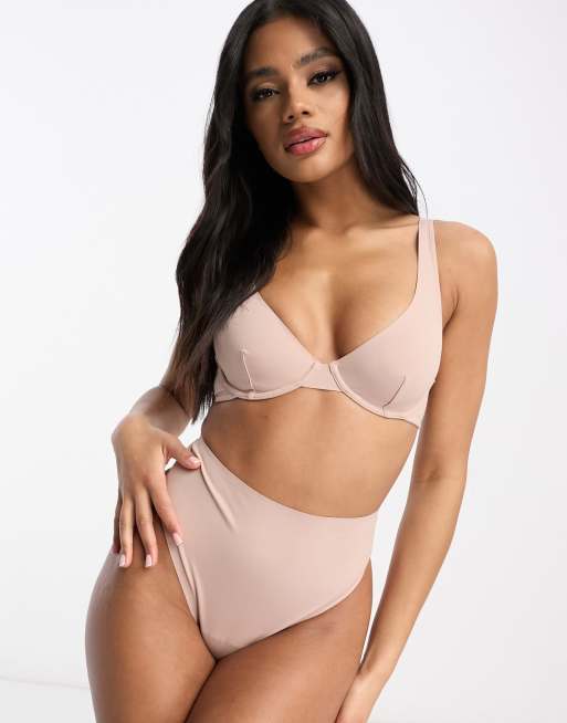 ASOS DESIGN Marina smoothing underwire bra in mink