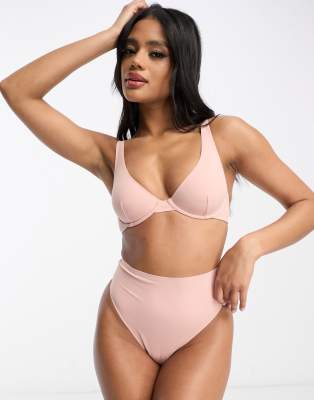 Asos Design Marina Smoothing Underwire Bra In Pink