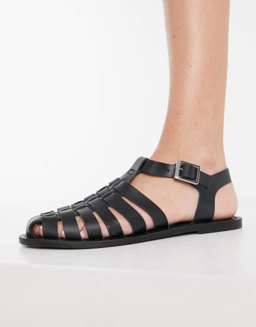 ASOS DESIGN – Marina – Svarta platta skor i fiskarstil av läder, 4 av 4