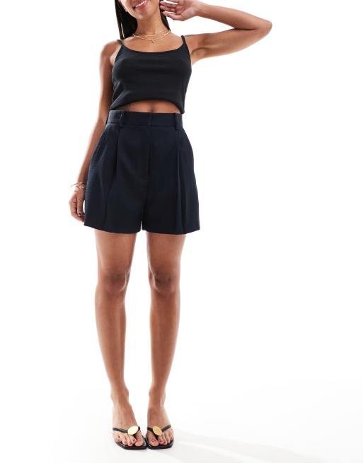 ASOS DESIGN – Marinblå, a-linjeformade shorts med textur, 4 av 5