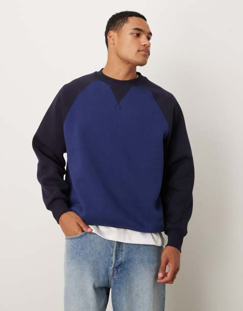 ASOS DESIGN – Marinblå, avslappnad sweatshirt med raglan-ärmar, del av set - view 1