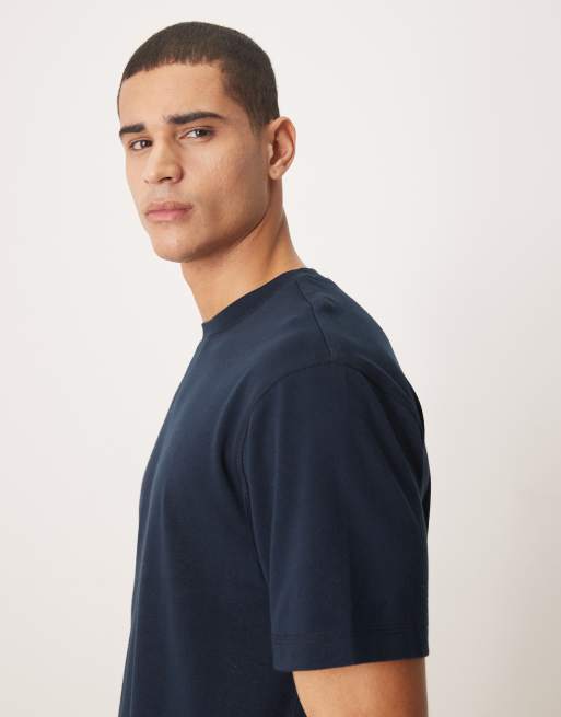 ASOS DESIGN – Marinblå, avslappnad t-shirt i borstad, kraftig bomull, 4 av 5
