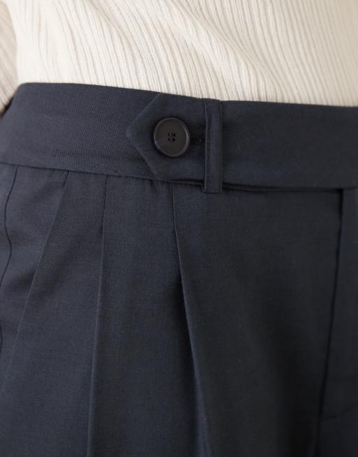 ASOS DESIGN – Marinblå, avslappnade, figursydda byxor med raka ben och låg midja, 5 av 5