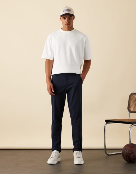 ASOS DESIGN – Marinblå, avsmalnande chinos - view 1