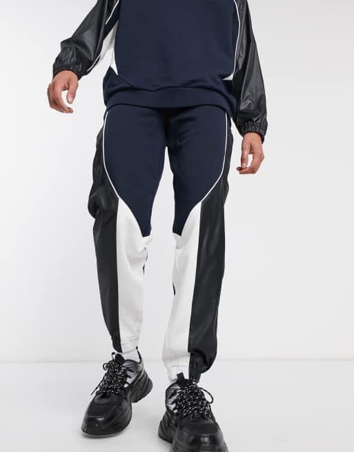 ASOS DESIGN – Marinblått set med bikerdetaljer i nylon, 3 av 3