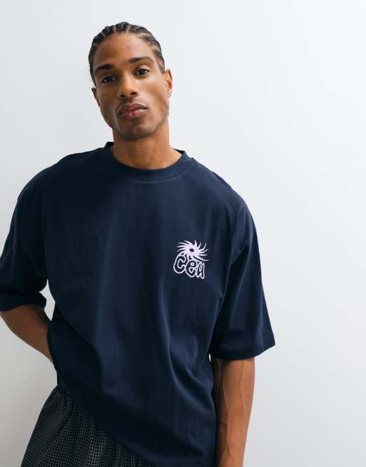 ASOS DESIGN – Marinblå, boxig t-shirt i oversize med texttryck baktill, 3 av 5