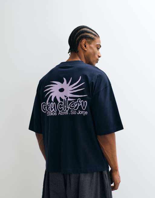 ASOS DESIGN – Marinblå, boxig t-shirt i oversize med texttryck baktill, 5 av 5