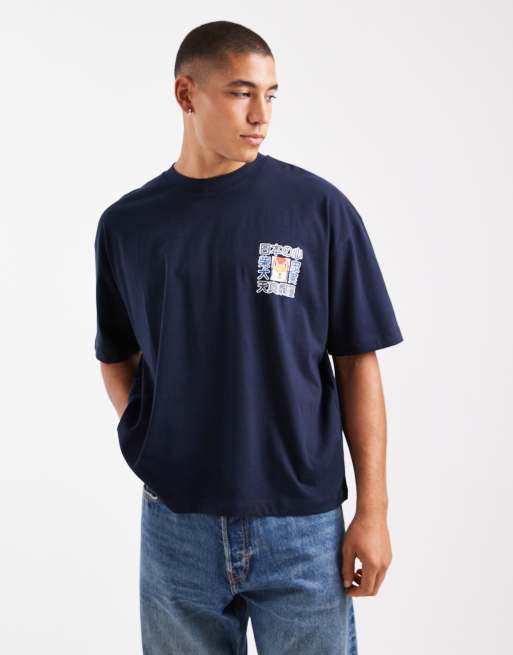 ASOS DESIGN – Marinblå, boxig t-shirt i oversized fit med shiba inu-tryck, 3 av 5