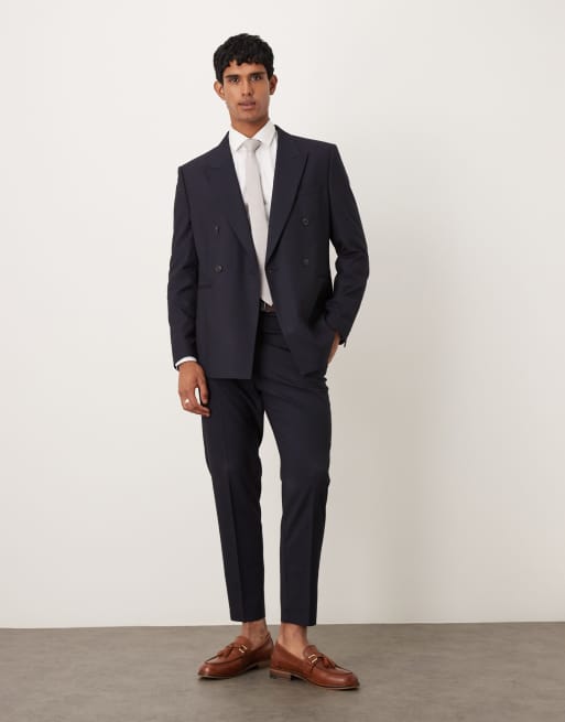 ASOS DESIGN – Marinblå, dubbelknäppt jacka i regular fit, 2 av 5