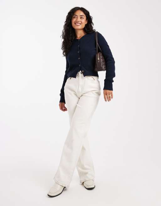 ASOS DESIGN – Marinblå, figursydd kofta med v-ringning, 2 av 4