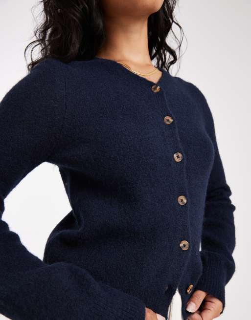 ASOS DESIGN – Marinblå, figursydd kofta med v-ringning, 4 av 4