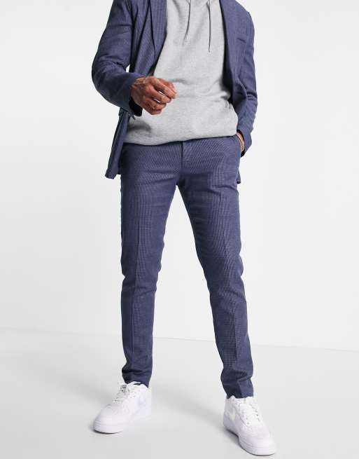 ASOS DESIGN – Marinblå figursydd kostym av mjuk linnemix med extra smal passform, 3 av 3