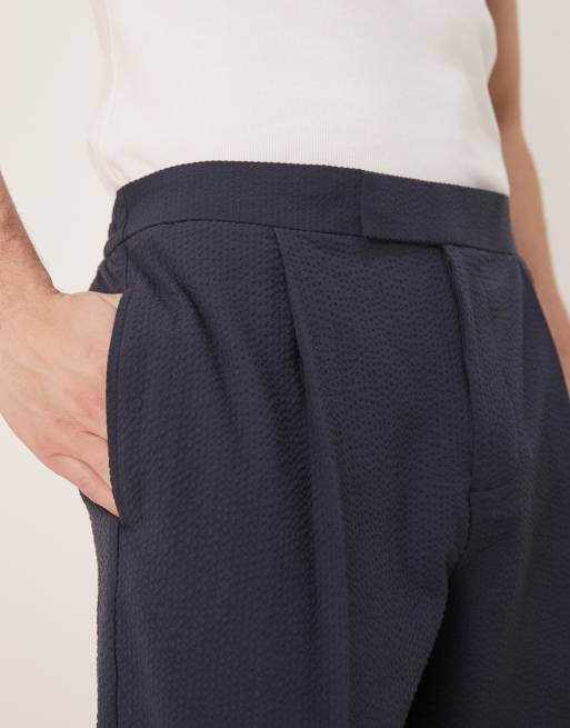 ASOS DESIGN – Marinblå finbyxor i bäckebölja med raka ben, del av set, 2 av 5