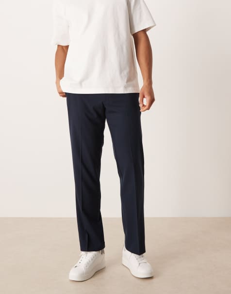 ASOS DESIGN – Marinblå finbyxor med raka ben - view 1