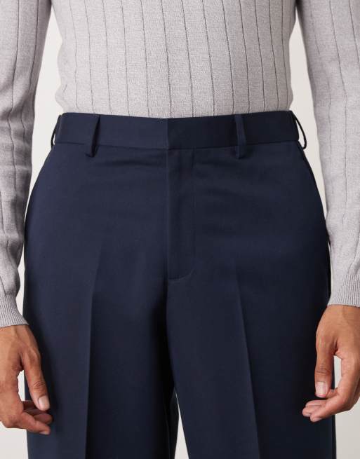ASOS DESIGN – Marinblå finbyxor med vida ben och resårmidja, 5 av 5