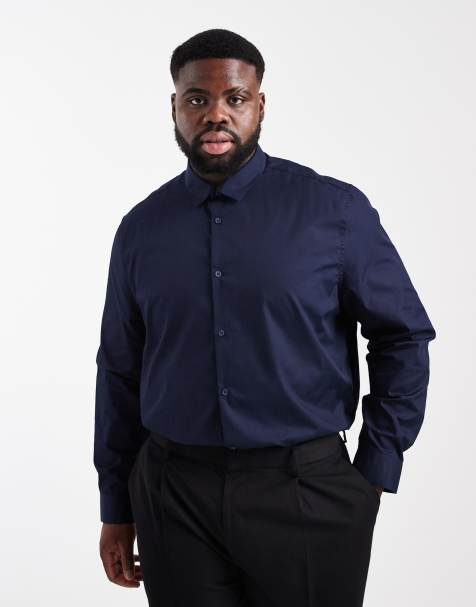 ASOS DESIGN – Marinblå, formell skjorta i lättstruken poplin med normal passform - view 1