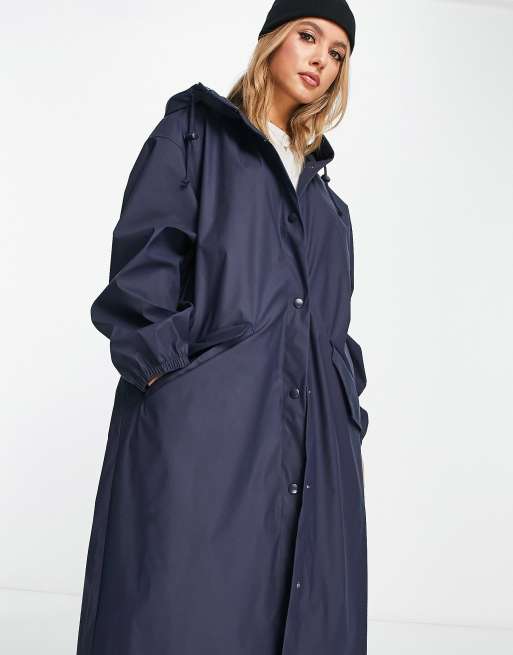 ASOS DESIGN – Marinblå, gummerad regnparkas, 4 av 4