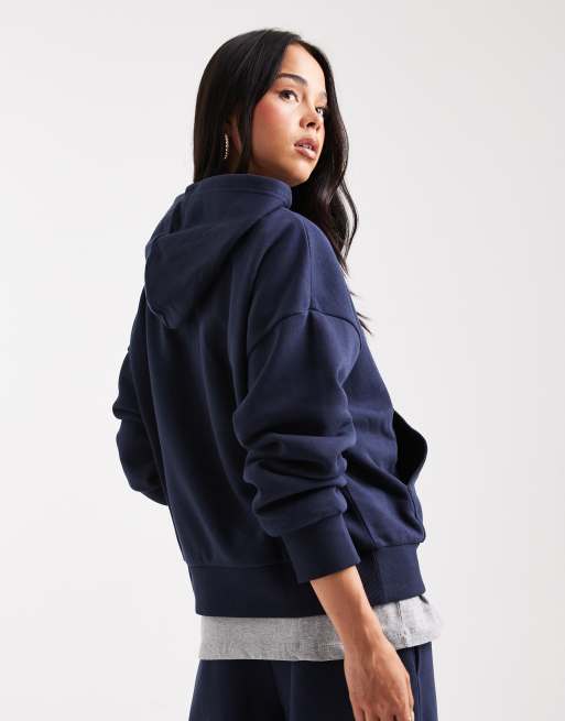 ASOS DESIGN – Marinblå huvtröja i oversize med borstad finish, 4 av 4