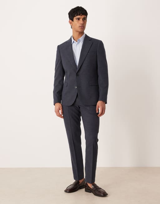 ASOS DESIGN – Marinblå kavaj i diskret crosshatch med smal passform, 2 av 5